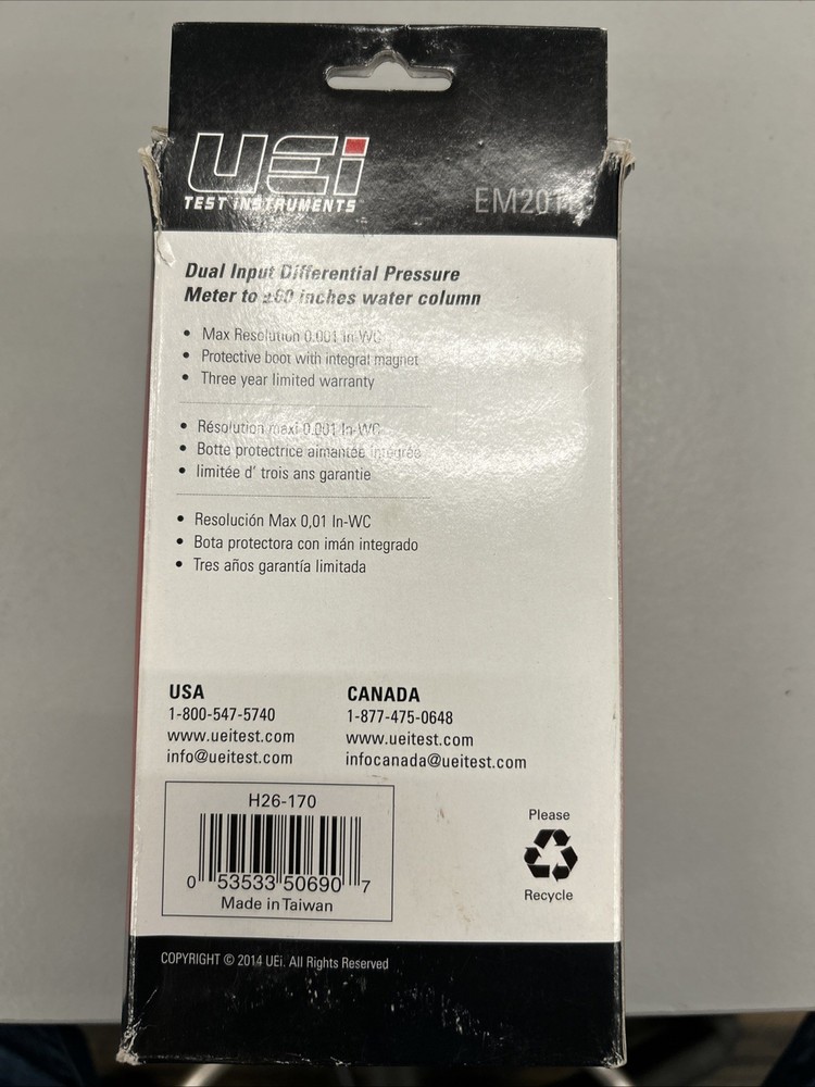 UEi Test Instruments EM201B Dual Input Differential Manometer