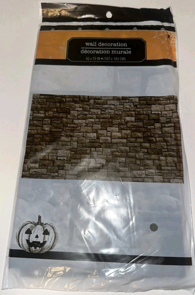 Halloween Wall Backdrop Bundle Graveyard Scene + 3 Brick Wall 42x72 Decor