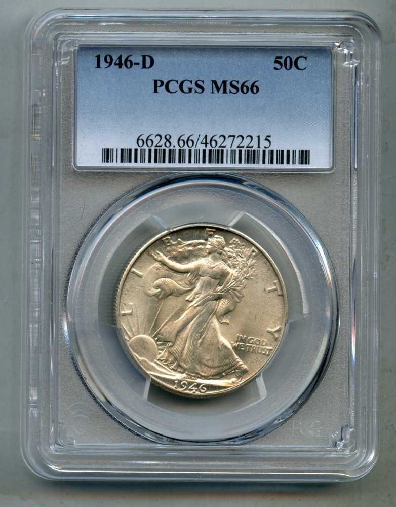 1946 D Liberty Walking Silver Half Dollar PCGS MS 66