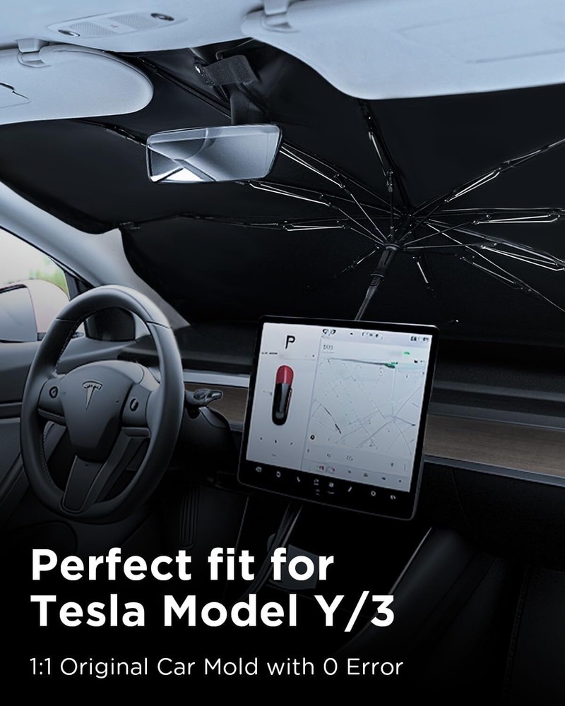Tesla Model Y and Model 3 2025 Windshield Sunshade, Foldable