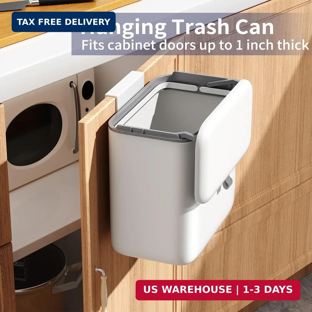 Compost Bin Kitchen for Countertop or Under Sink, 2.6 Gallon Hanging Small Trash