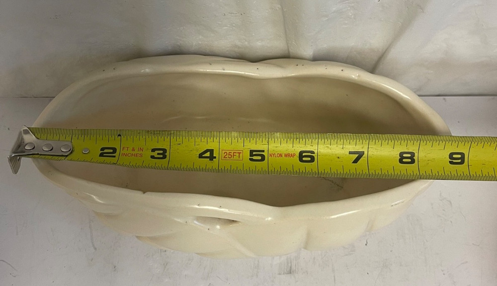 Vintage McCoy White Glazed Ceramic Pottery Leaf Planter Vase