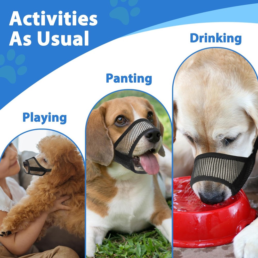 Dog Muzzle Suits for Small Medium Large Dogs Mesh Muzzle Pack for Dogs Anti B...