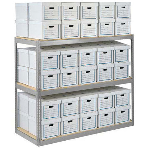 Record Storage Rack With 18 Boxes 42"W x 15"D x 60"H Gray