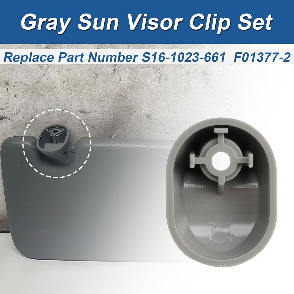 2PCS Gray Sun Visor Clip Set Interior-Bone Compatible with Kenworth Peterbilt...