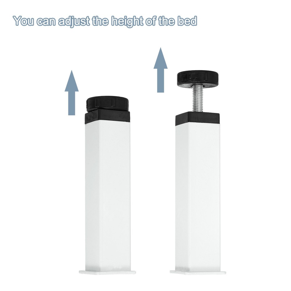 2 Pcs Adjustable Height Center Support Leg, 6" Bed Support Legs, White
