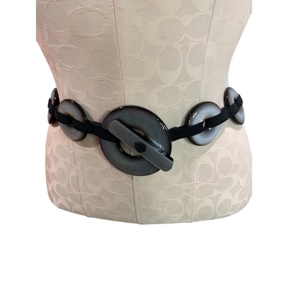 One Size Womens Reversible Statement Belt Stretch Elastic Toggle Clasp