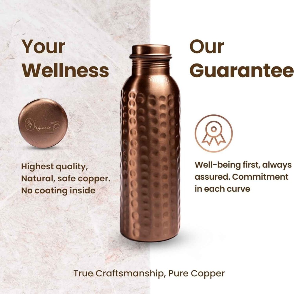 Organic B Plain Hammered Copper Water Bottle 949 ml