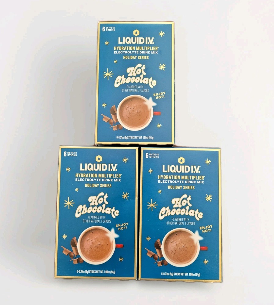 (3) boxes Liquid I.V. Hydration multiplier Hot Chocolate Electrolyte 18 Sticks