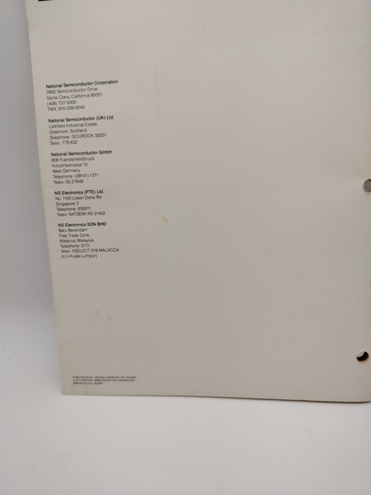 National Semiconductor PACE Microprocessor Manuals Lot 3 TTL Design 1976-77 VTG