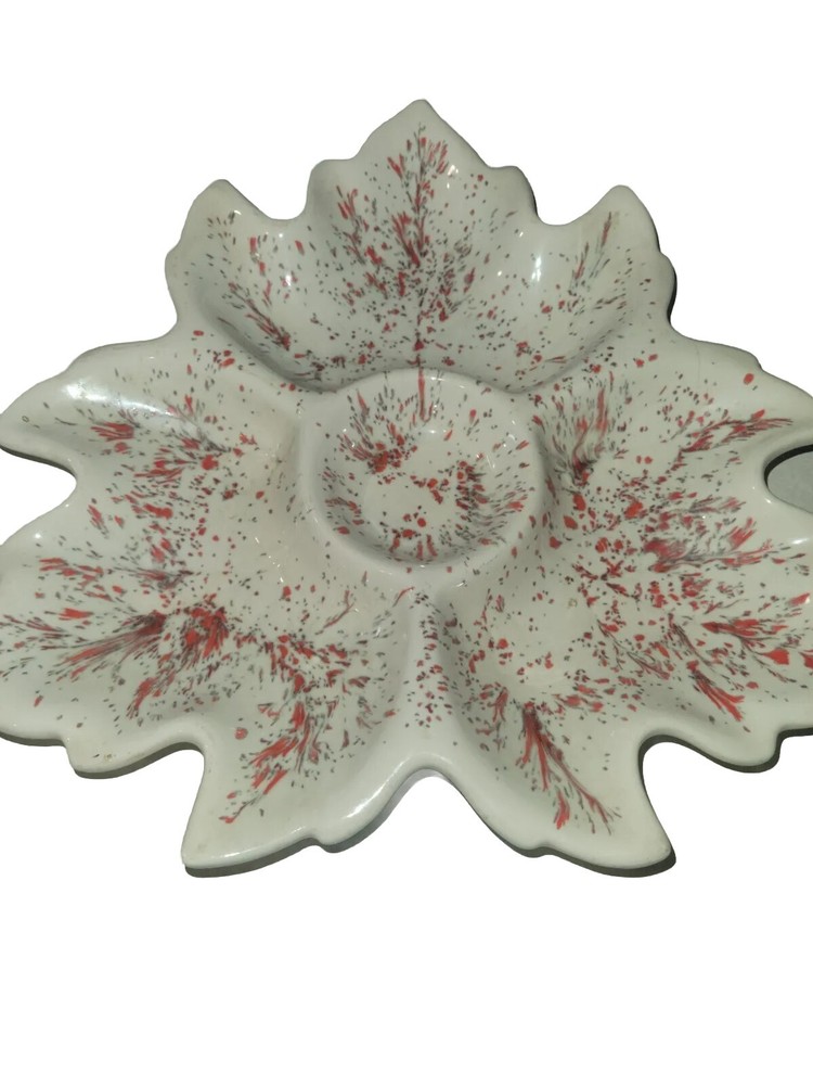 Christmas Tree Appetizer Dish Platter Porcelain White and Red