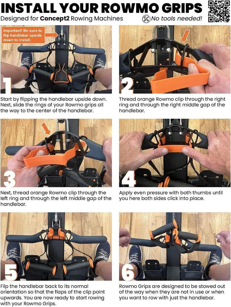 Grip System for Concept 2 Rowing Machine, Ergonomic Handles with Straps, Black a