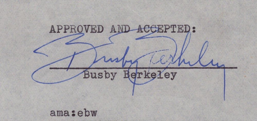 BUSBY BERKELEY - DOCUMENT SIGNED 08/11/1953