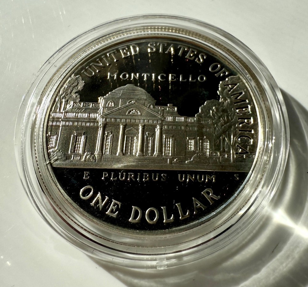 1993-S Thomas Jefferson 250th Anniversary Commemorative Proof Silver Dollar