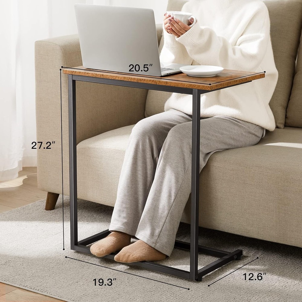 C Shaped End Table 27 inches High Side Table Couch Slide Under C Table Sofa Side