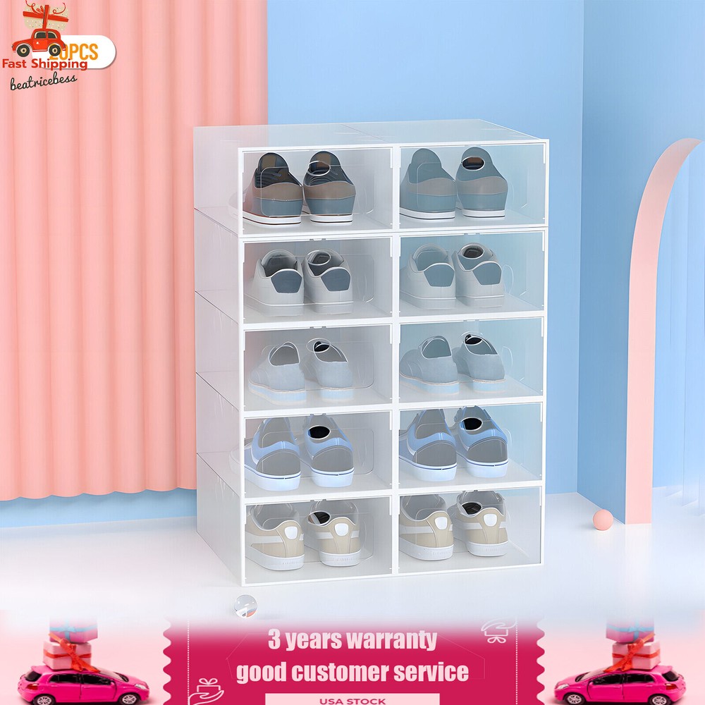 20Pcs Plastic Shoes Storage Box Stackable Display Case Sneaker Organizer Case
