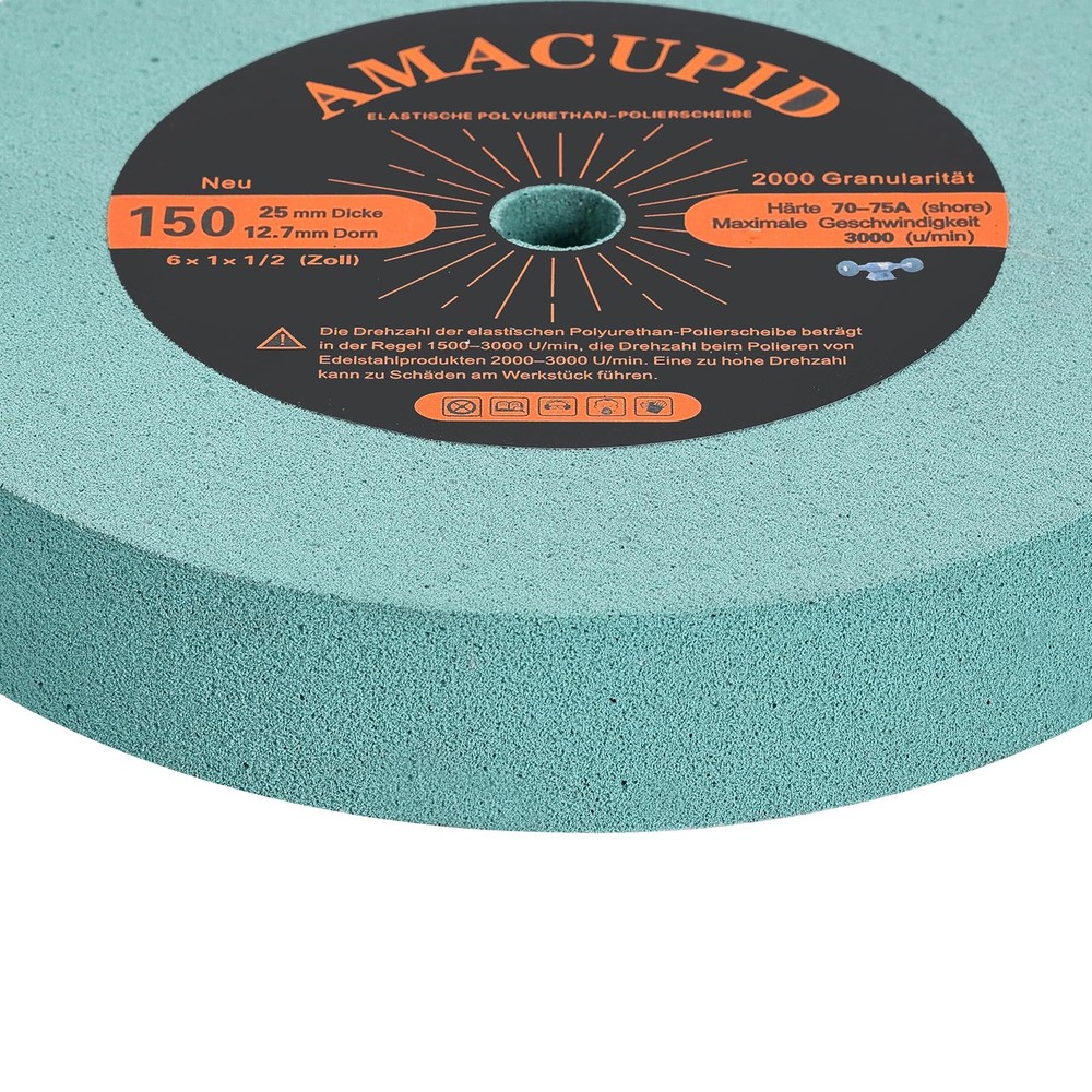 Elastic Polyurethane Buffing Wheels 6 Inch 2000 Grit. for Mirror Polished Sta...