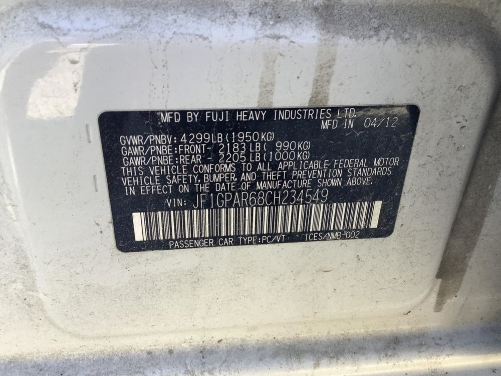 IMPREZA 2012 Glove Box 4601359