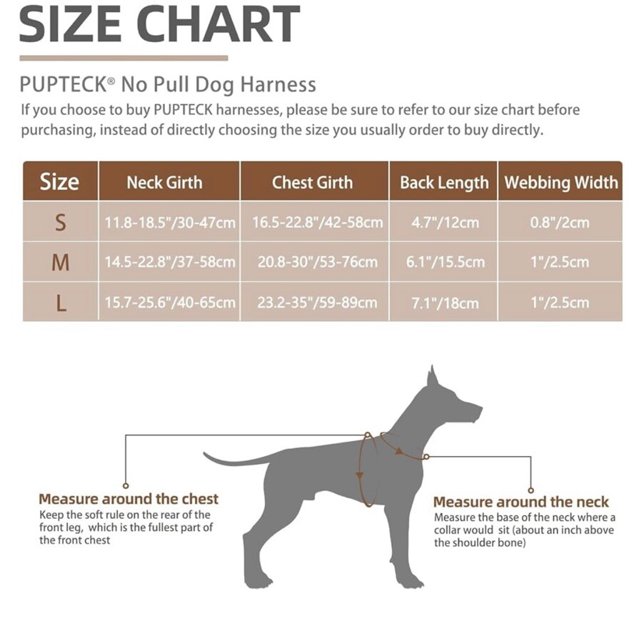 Pupteck No Pull Dog Harness Polyester Grey Small