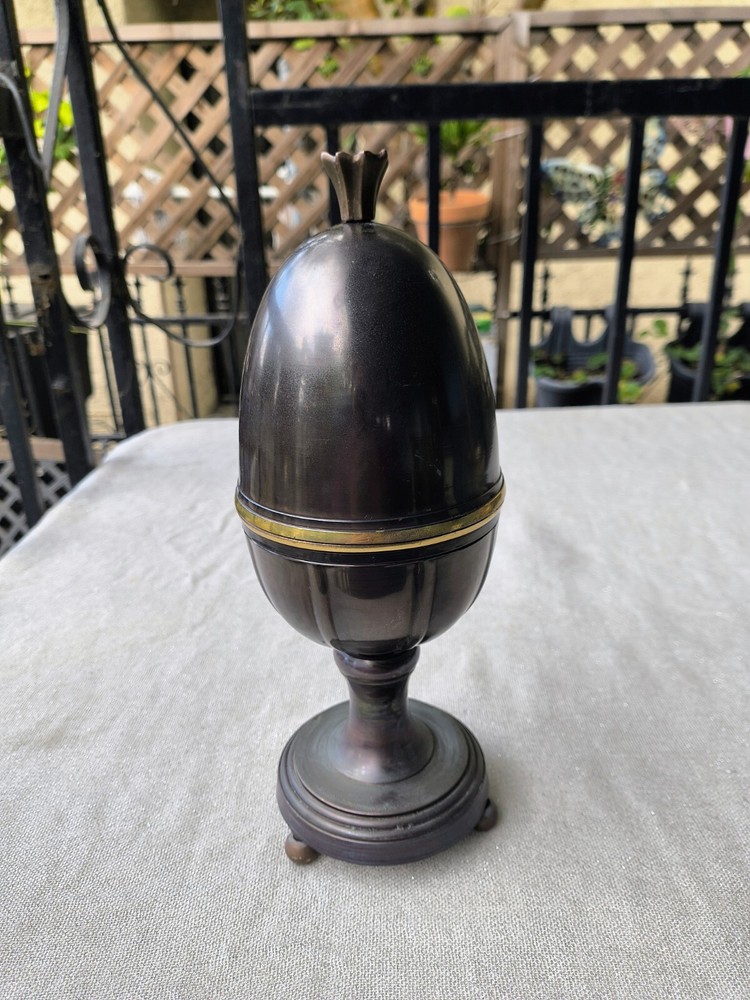 11" Brass and Metal Egg Decor Footed Stand