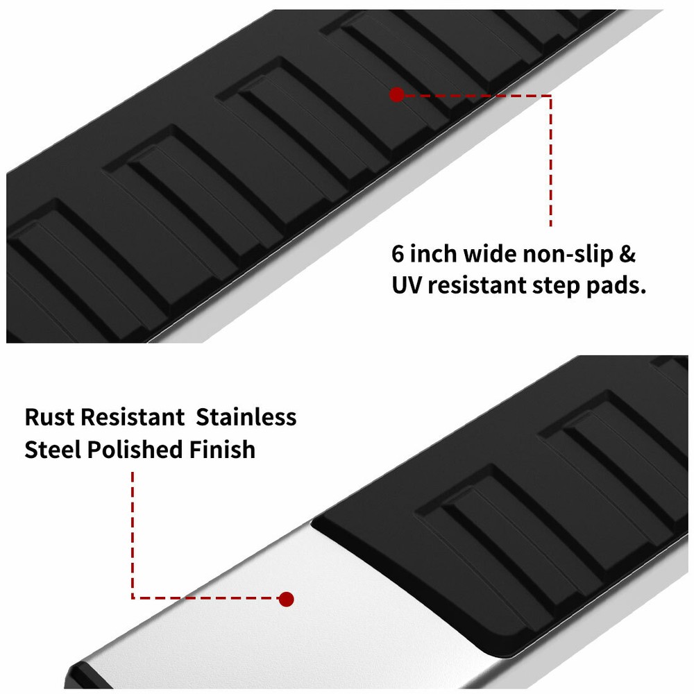 for 2007-2018 Silverado Double/Extended Cab 6" Running Boards Side Step Bars S/S
