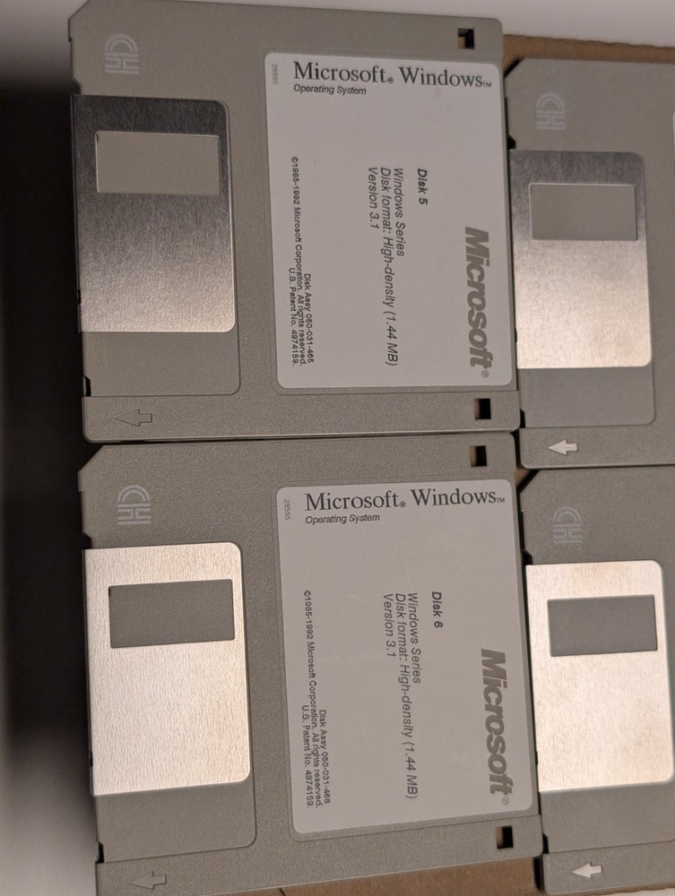 Microsoft Windows 3.1 Operating System Vintage PC Software Complete 6 Disk Set