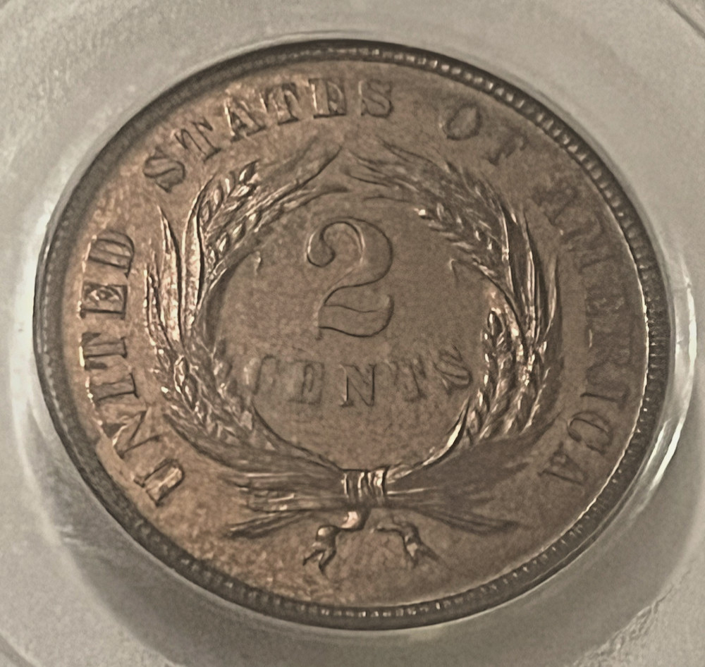 1872 Two Cent PCGS PR62 Red Brown, Scarce date