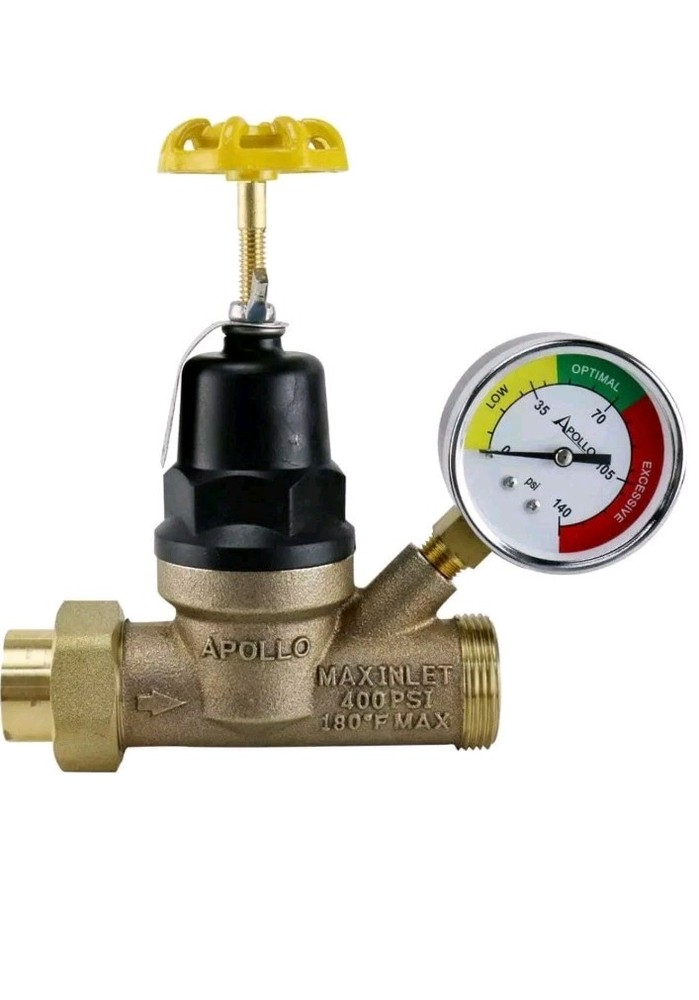 Apollo Pressure Regulating 3/4" Valve With Guage. Glass Is Missing From Gauge.SW