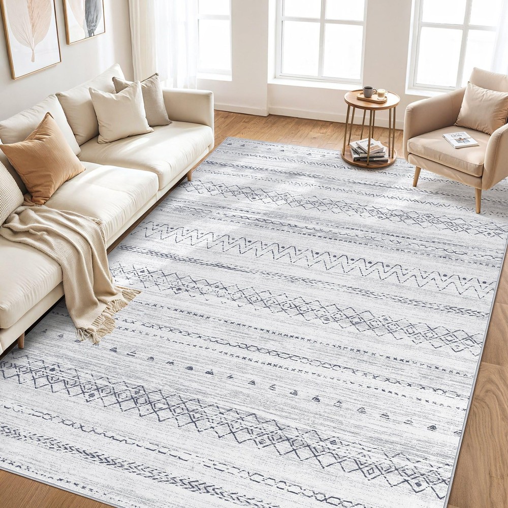 cotiled Area Rugs for Living Room Washable 5' x 7' (Rectangular), Grey