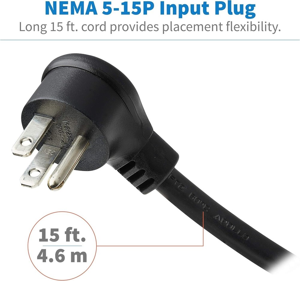 1U Rack Mount Power Strip with 12 Outlets and Right-Angle Plug for Versatile Use