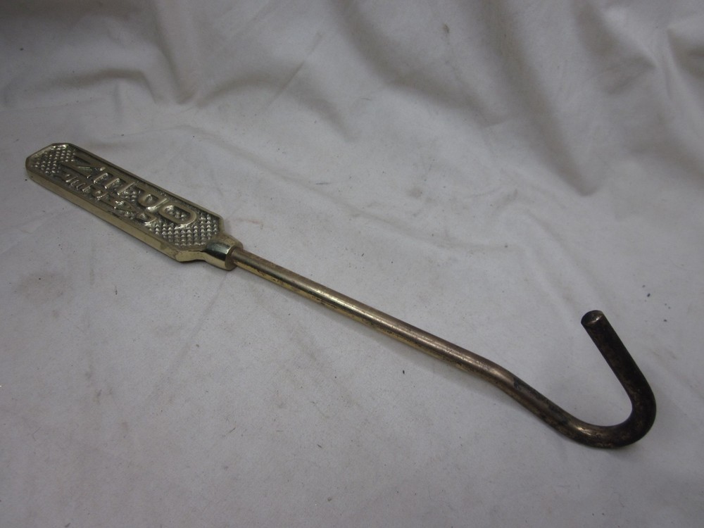 vintage brass DAMPER OPEN CLOSED hook flue pull arm rod handle