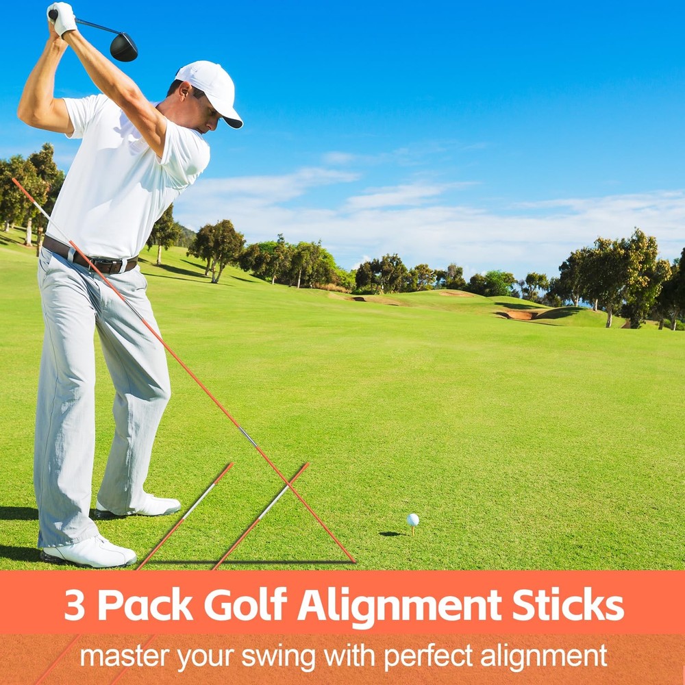 Golf Alignment Sticks Collapsible, 3 Pack Alignment Sticks for Golf Training,...
