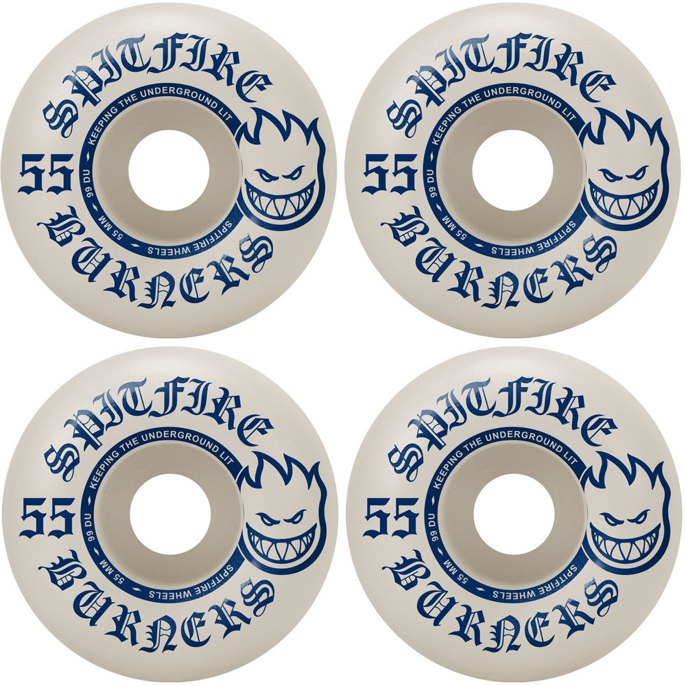 Spitfire Skateboard Wheels Burners 55mm 99A White/Blue