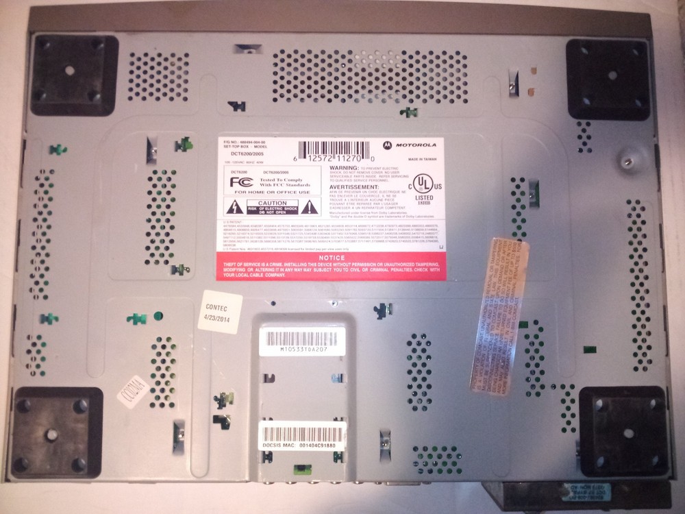 Motorola cable settop box Model DCT6200