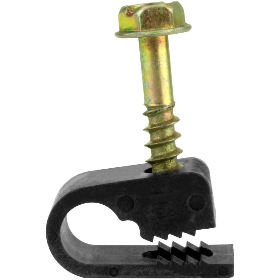 Flexible Single Cable Screw Clips - 200 Pack - Black