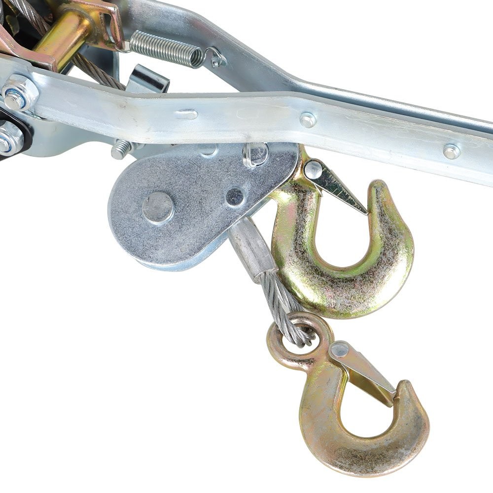 New 4T Hand Puller Cable Winch Puller Pulling Hand Rachet Dual Gear 3 Hooks