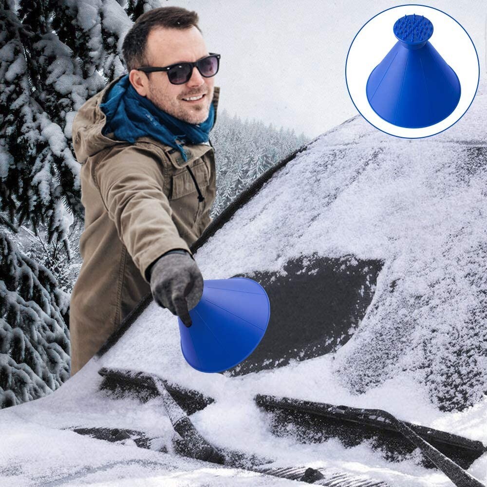 Ice Scraper Auto, Car Windscreen Ice Shaped Multi-Function Cone Fueling Funnel