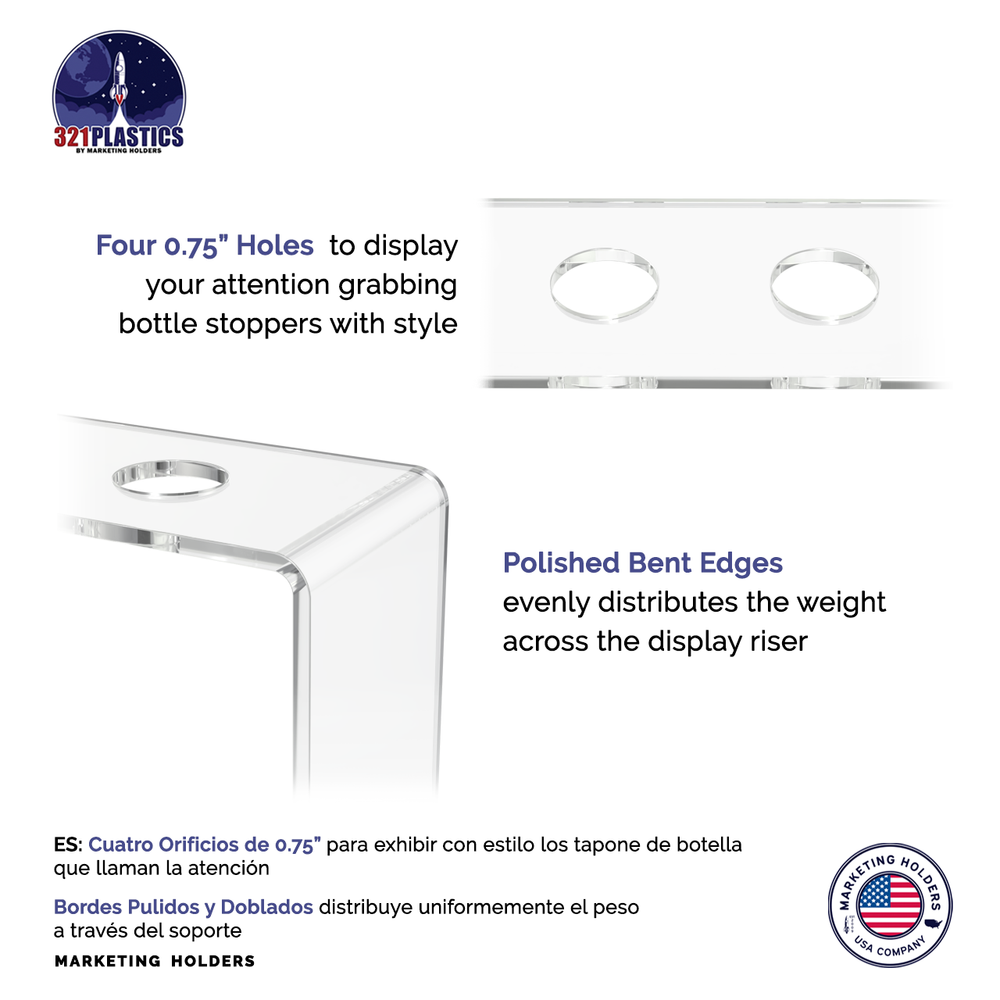 Wine Bottle Stopper 4 Slot Display Riser Tabletop Bar Essentials