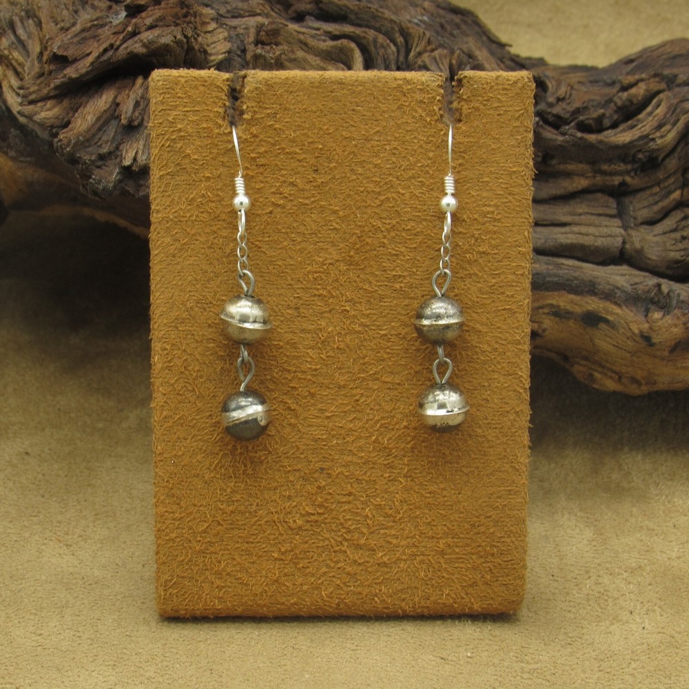 Vintage Handmade Sterling Silver Bead Dangle Earrings