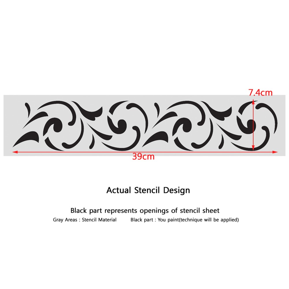 Wall Border stencils Pattern 034 Reusable Template for DIY wall decor