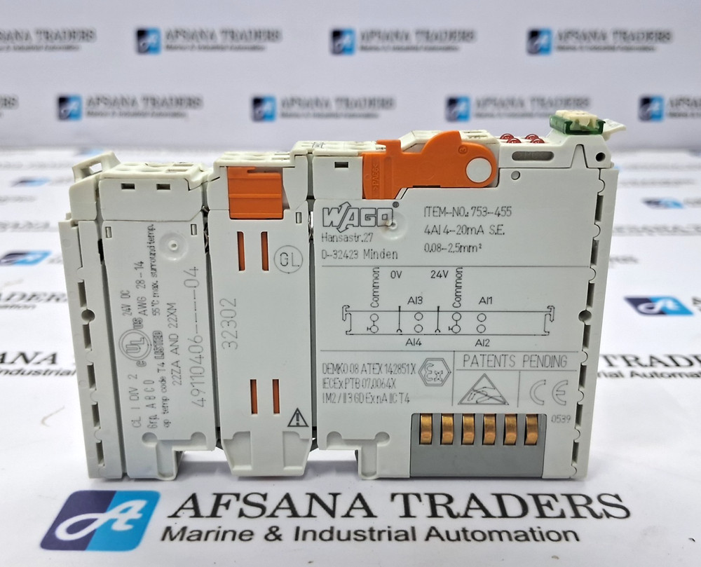WAGO 753-455 4-CHANNEL ANALOG INPUT MODULE 20MA