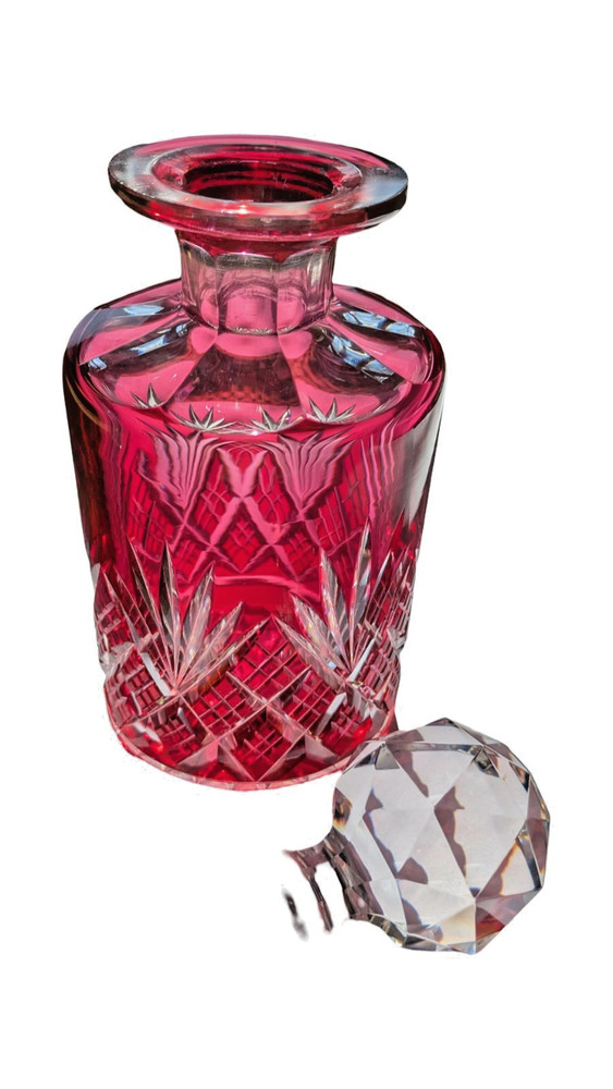 Cut Ruby Glass Vanity Bottle
