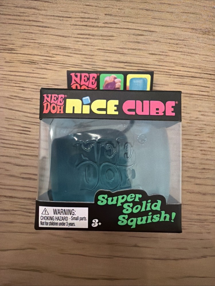 Nee Doh Nice Cubes Ice Cube Toy Fidget Super Solid Squish Blue