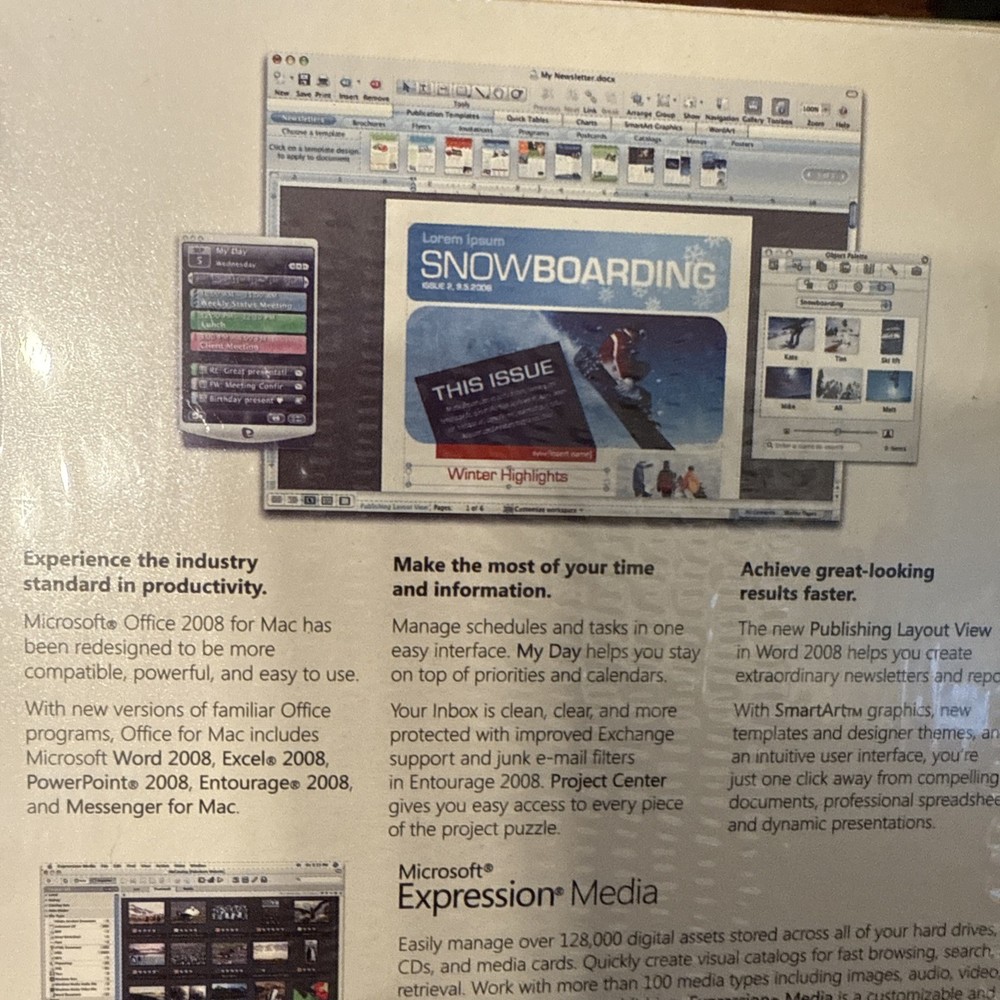 Microsoft Office Mac 2008 Special Media Edition with Expression Media Retail Box