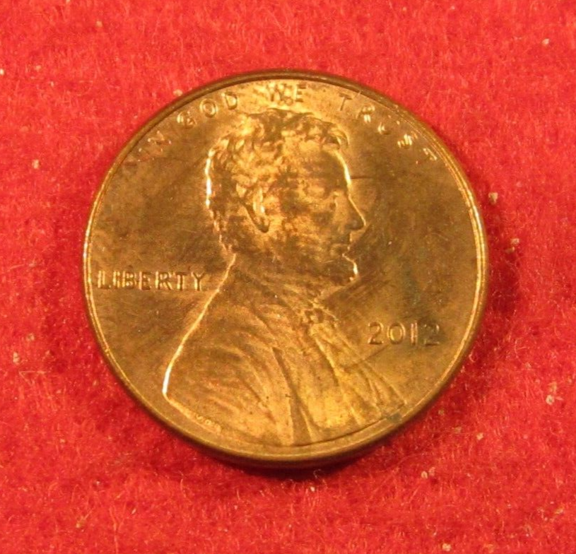 2012 P Lincoln Shield Cent - Red - Ender - Toned - Uncirculated