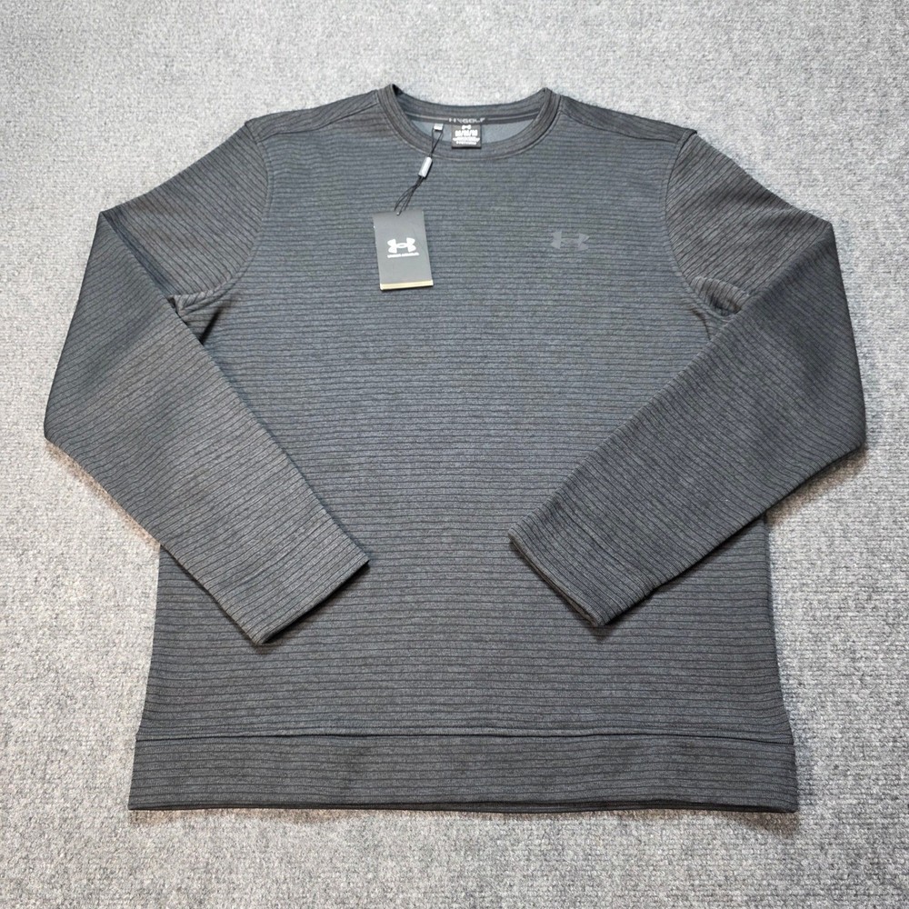 Under Armour Mens Medium Storm SweaterFleece Crew Neck Black Golf Pullover NEW