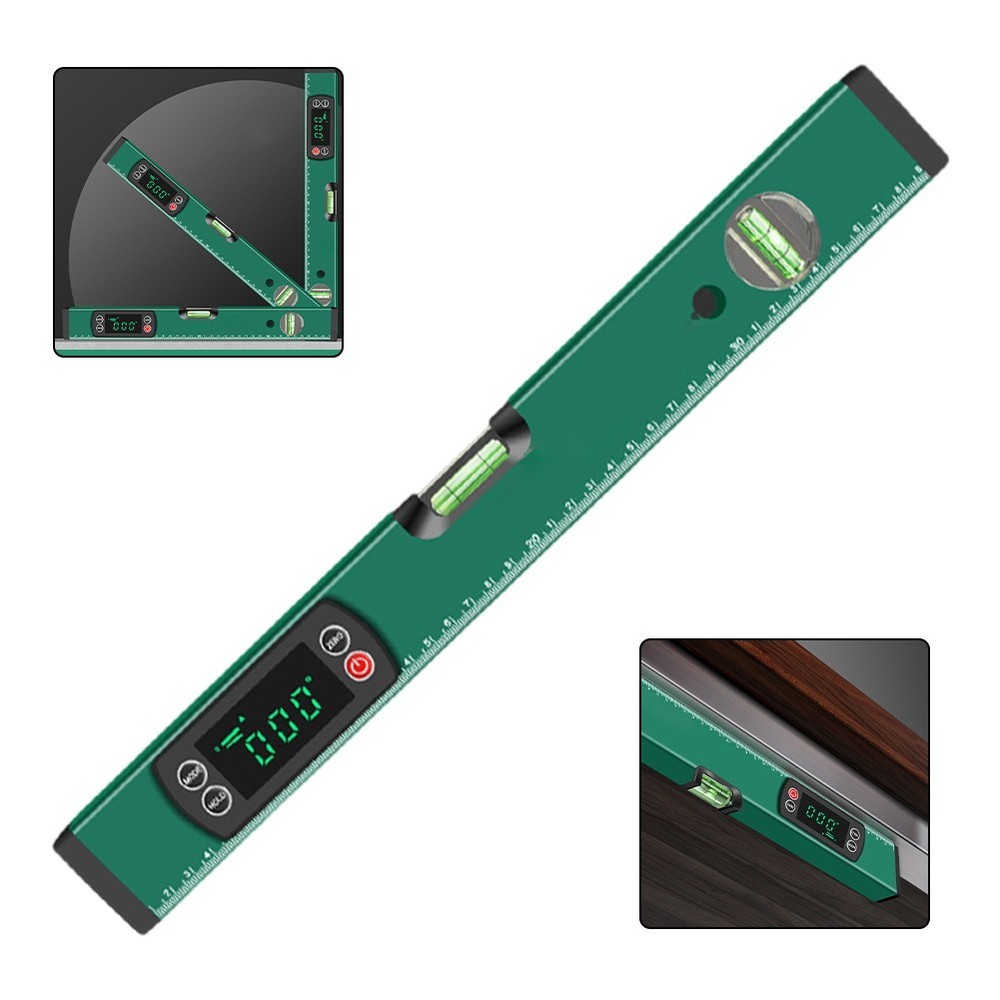 Aluminum Digital Protractor with Data Hold and Magnet Base for Secure Operation