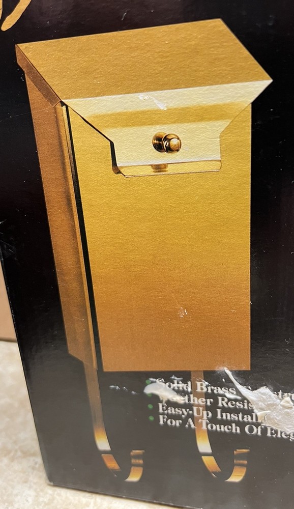 NOS Easy Up - D’élègance Solid Brass Vertical Style Mailbox Vintage