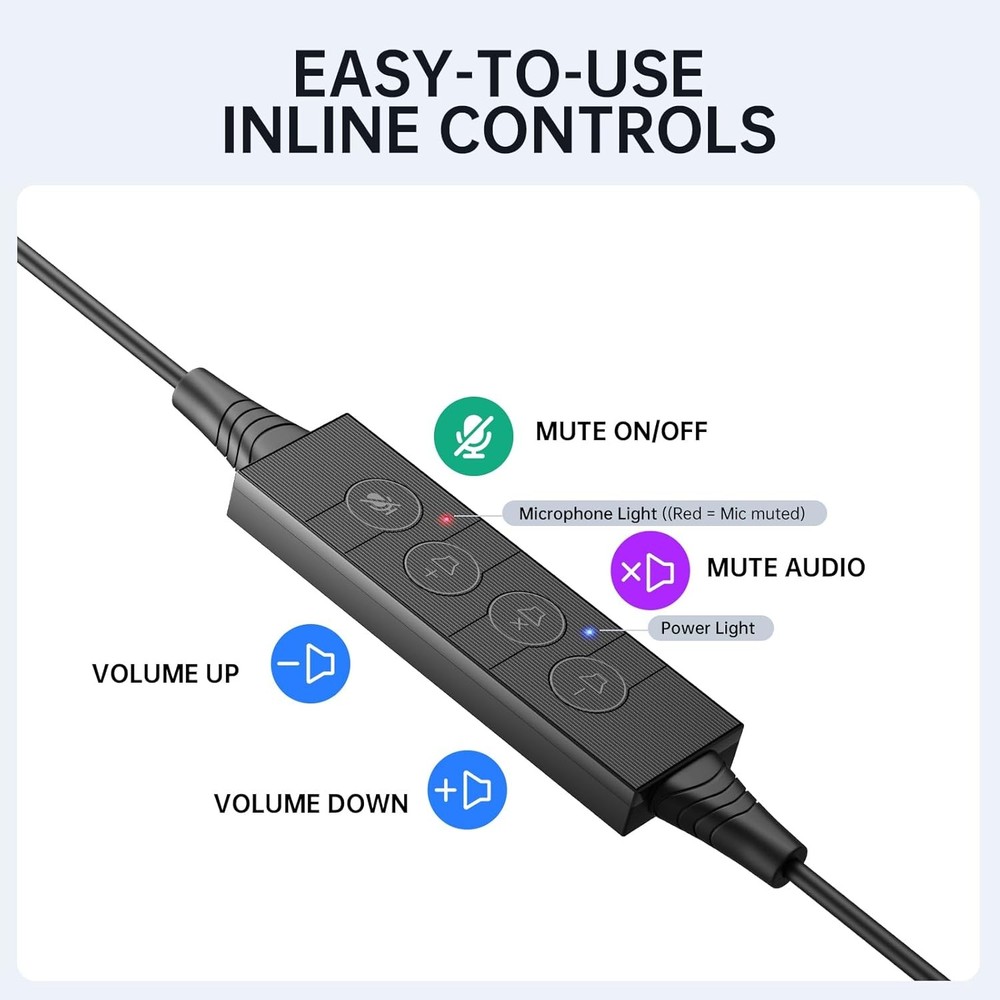 EKSA H27 USB Computer Headset with Microphone for Work, PC Headset with Noise Ca