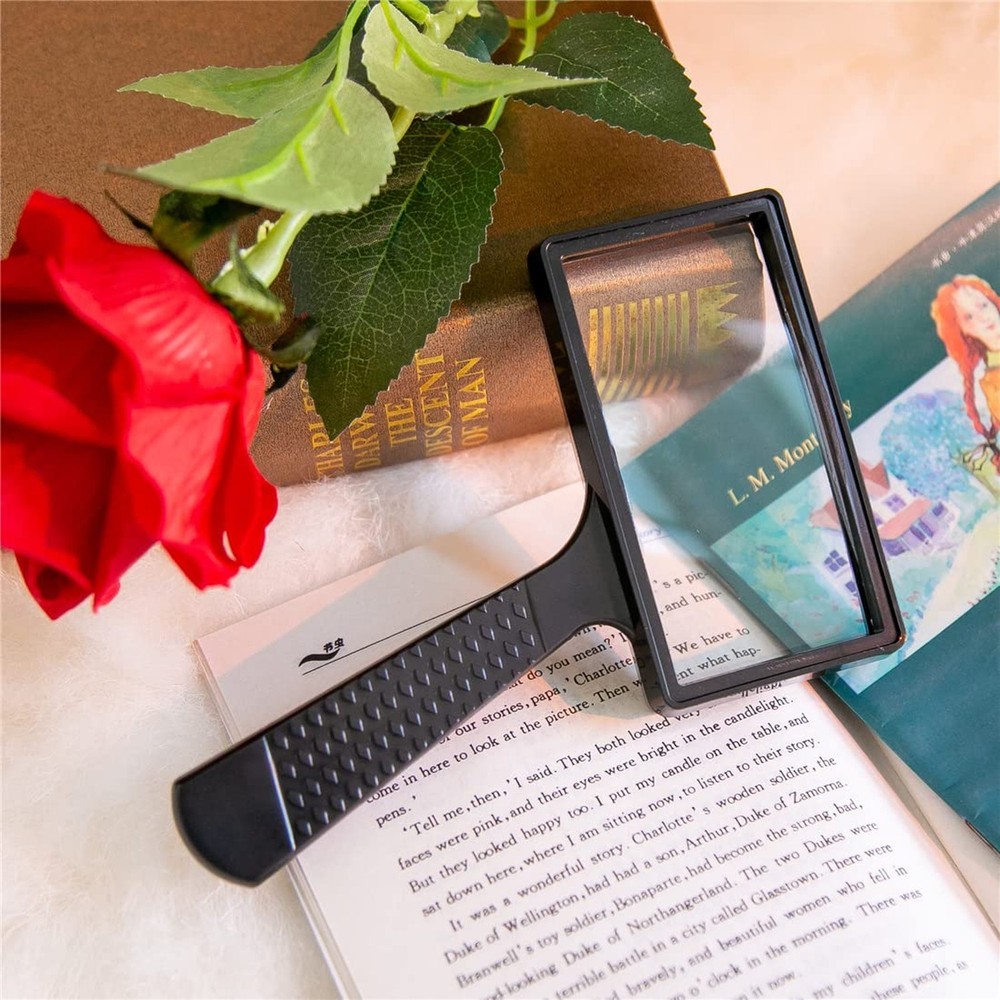 Large Rectangular Handheld Magnifying Glass，5X Magnification，4x2in